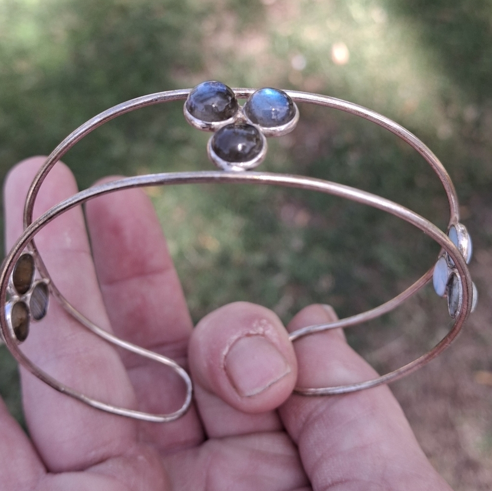 New Labradorite & Larimar Silver Cuff Bracelet.